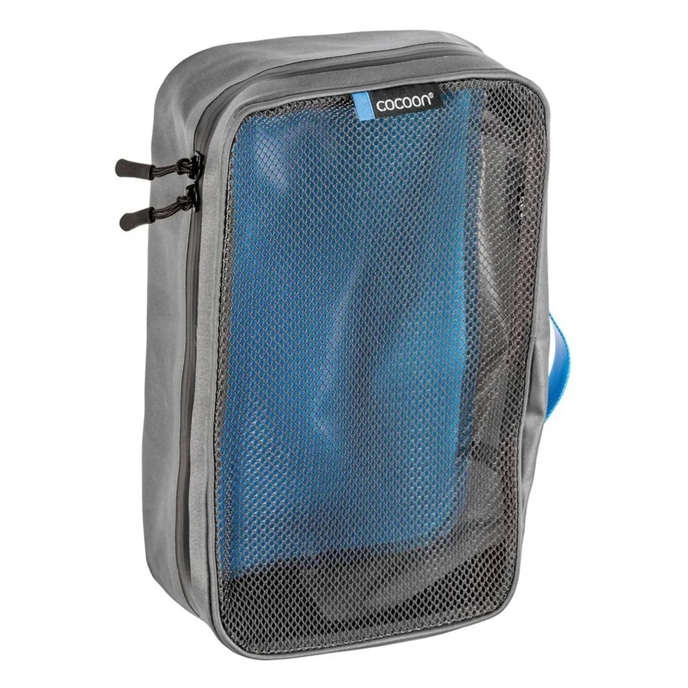 NWT Cocoon Packing Cube with Open Net Top TPU laminated Oxford Nylon Gray Blue M